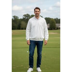 Greg Norman Men’ Sweater Windbreaker Golf Jacket White Sweatshirt Pullover XXL